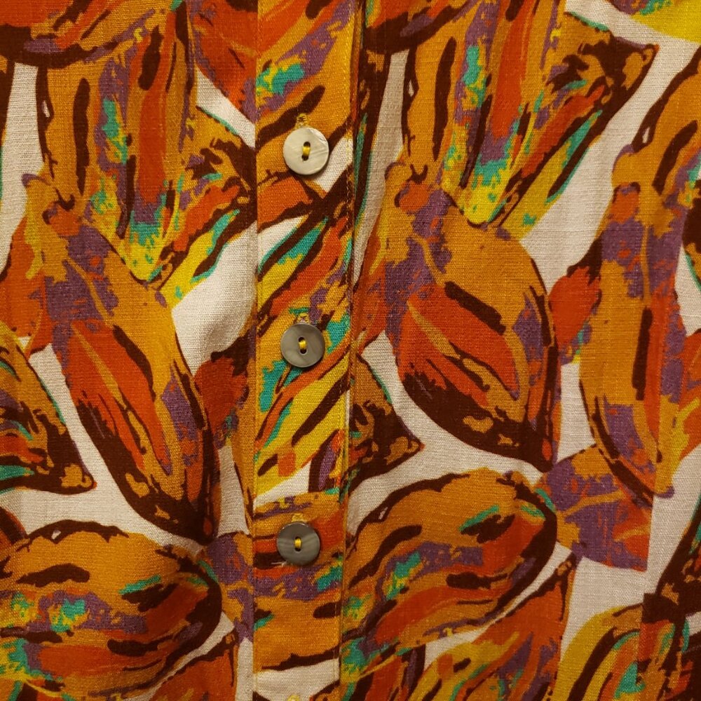 Lorraine Linen-Bamboo Blouse - Orange Crushed! - Picture 6 of 14